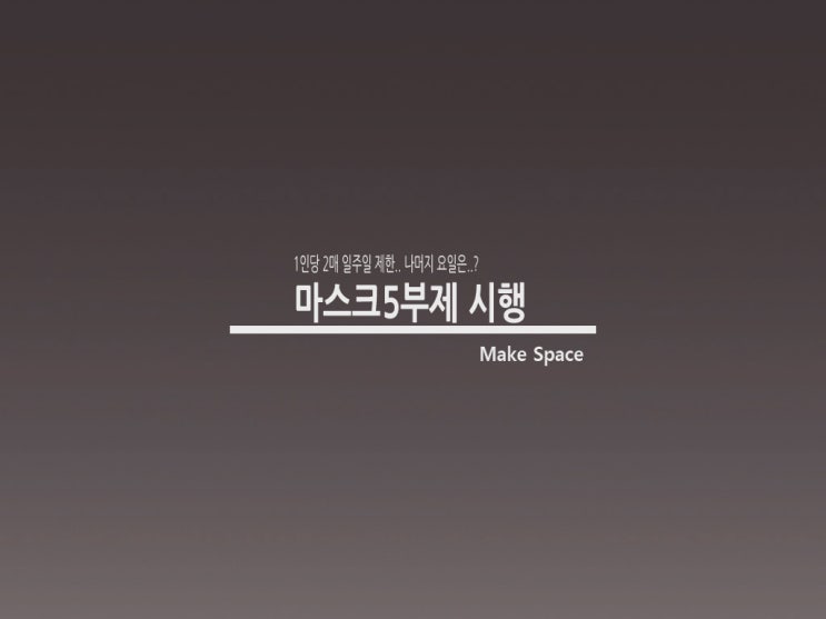  마스크5부제 시행 과연 좋은 방안인가?