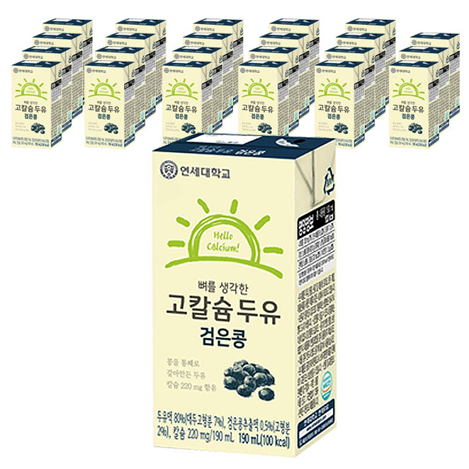  연세두유 뼈를 생각한 고칼슘 두유 검은콩 190ml 24개입