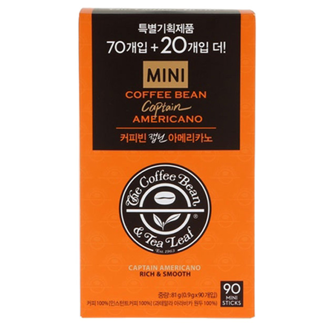  커피빈 캡틴 아메리카노 스틱커피 09g 90개