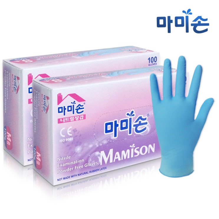   코로나예방 니트릴장갑 마미손 니트릴장갑(M)100매 x2개, 2개, 100매_7 니트릴장갑 추천제품입니다.