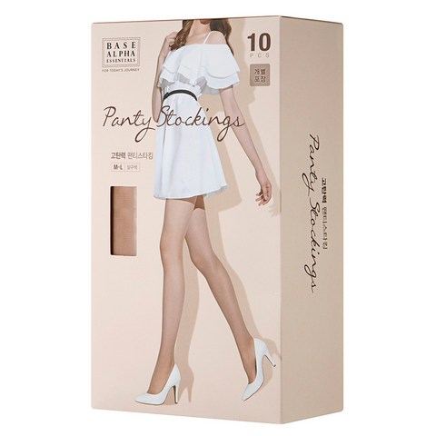 쿠팡 브랜드 - 베이스알파 에센셜 고탄력 팬티스타킹 20D 10p 개별 포장형