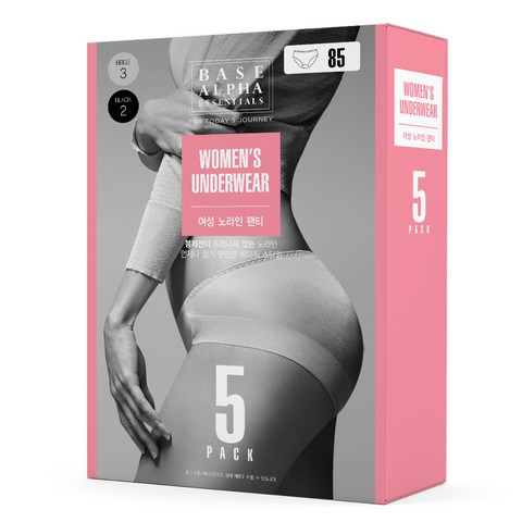 쿠팡 브랜드 - 베이스알파 여성 노라인 햄 팬티 베이지 3p + 블랙 2p