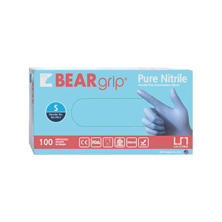 위생장갑 니트릴장갑 BEARgrip PURE NITRILE 니트릴 장갑 S, 100개입, 1개_37 니트릴장갑 추천제품입니다.