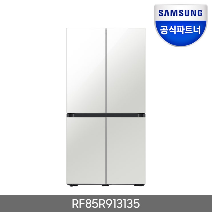  핫딜) 삼성전자 냉장고 비스포크 4도어 RF85R913135 글램화이트 글래스도어  