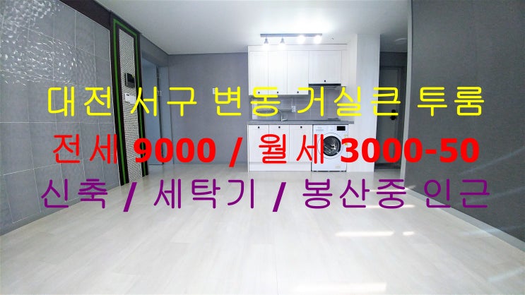  대전 서구 변동 봉산중 인근에 있는 신축 거실큰 투룸 ~! 전세 월세 모두 가능한 매물입니다 ^^ (세탁기,에어컨 옵션)