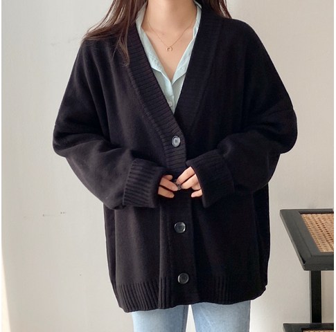  기본 가디건 유명브랜드 아모르데이 여성용 커멀가디건 루즈핏 데일리 비비드 브이넥 니트가디건 싸게파는곳