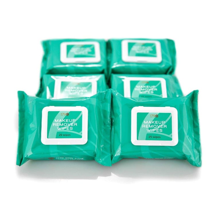   1790 내추럴 메이크업 리무버 페이셜 클렌징 와이프 아이 메이크업 리무버 25 매 6 팩 25 Count Pack of 6 상세페이지참