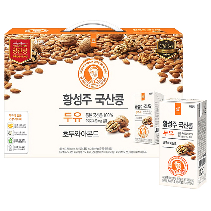  이롬 황성주 국산콩 두유 호두와 아몬드 190ml 24개