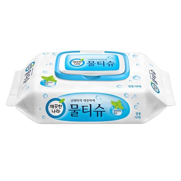  CMW562889깨끗한나라물티슈 70매캡형박스 10개입 아기물티슈 베베숲물티슈 물티슈100매