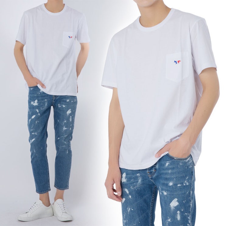   19SS AM00102KJ0010 WH 메종키츠네 폭스 패치 반팔
