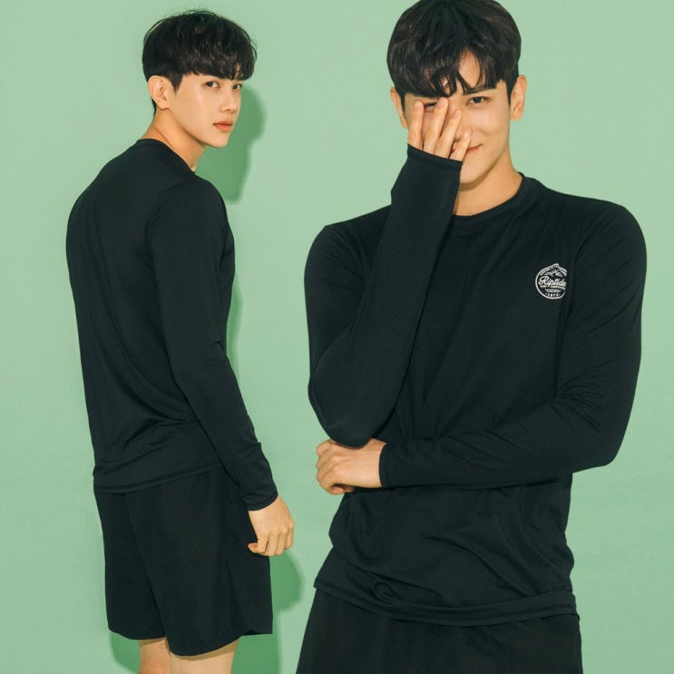  헤링본 남자 래쉬가드 상의 긴팔 수영복 비치웨어 루즈핏 빅사이즈 RC901M