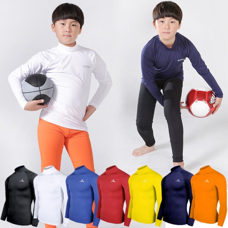 엑스프린 유소년 사계절 반목폴라 스포츠 언더레이어 축구 베이스 기능성 티셔츠