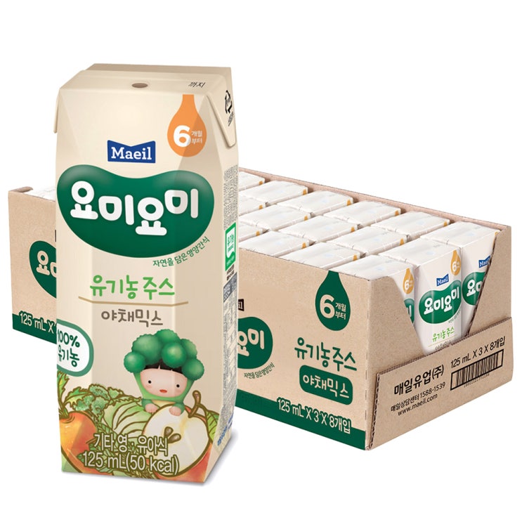  (로켓배송)맘마밀요미요미 유기농 주스 125ml, 야채 믹스 혼합맛, 24팩 추천해요
