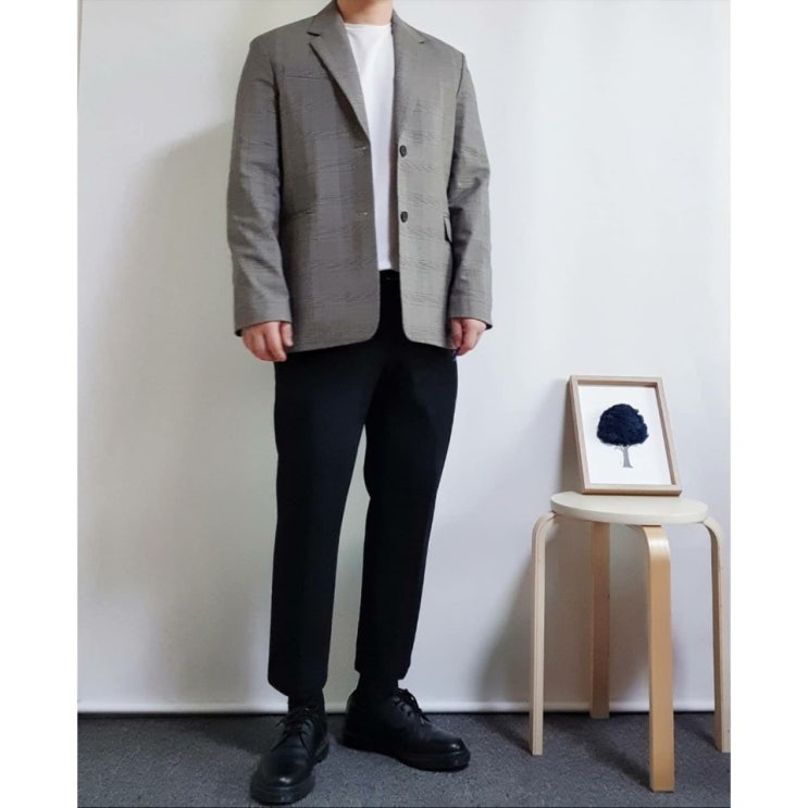  남친룩 브랜드, 드로우핏 체크 블레이저 코디!