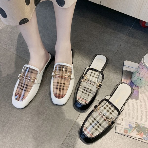  [슈퍼세일] 2020 봄신상 굽3cm 체크 가죽 블로퍼 뮬슬리퍼 힐 확인해보시죠!!