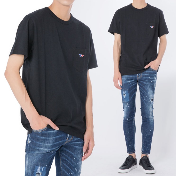   19SS AM00102KJ0010 BK 메종키츠네 폭스 패치 반팔