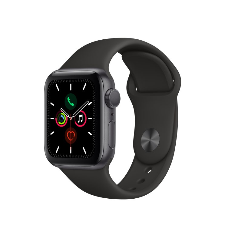 (로켓배송)Apple 애플워치5 GPS 40mm 스포츠밴드 + 알루미늄케이스, 스페이스 그레이(MWV82KH/A), 블랙(밴드) 추천해요