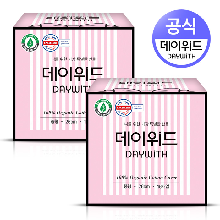  데이위드 유기농 생리대 중형16Px2팩 날개형 2팩 16개입