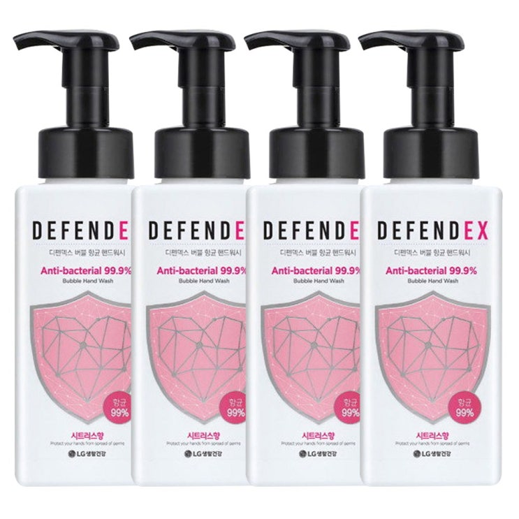  엘지 디펜덱스 버블핸드워시 500ml 시트러스향 X 4개