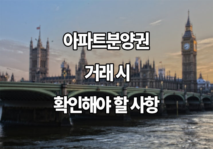  Top! 아파트 분양권 거래 시 확인해야 할 사항