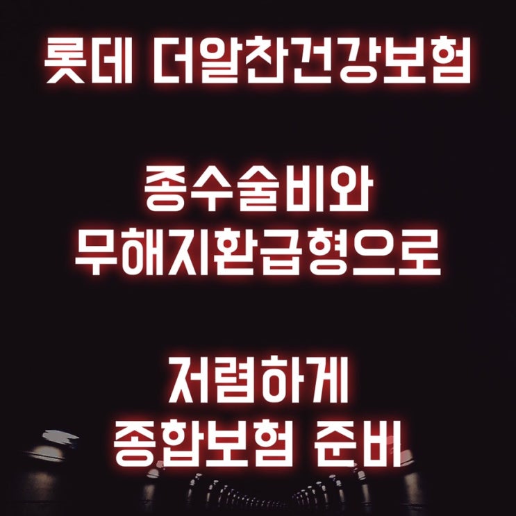 롯데 건강보험 종수술비와 무해지환급형으로 저렴하게 준비하기