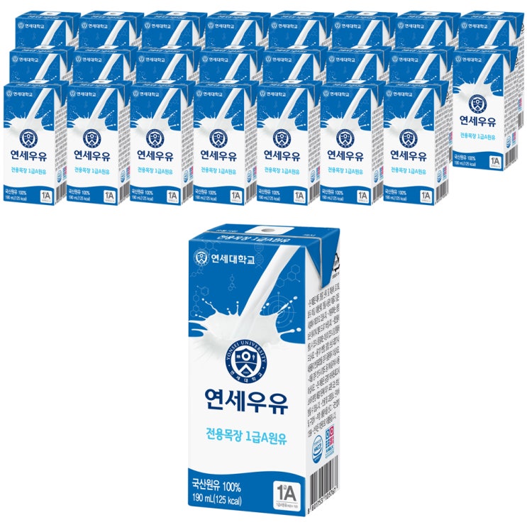  연세우유 멸균 흰우유 190ml 24팩