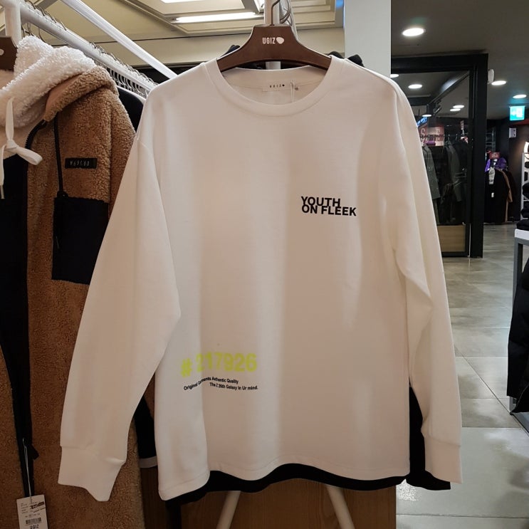   유지아이지 UGIZ 남여공용 밑단배색 분또 봄 티셔츠 긴팔