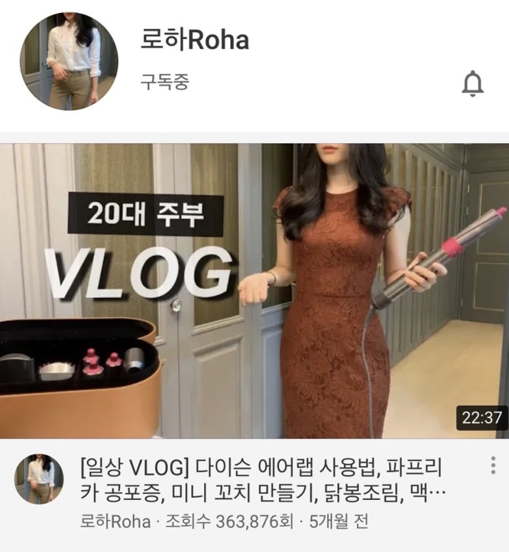  유튜버 로하/ 20대 주부/ 일상 브이로그/ 최애 유튜버 