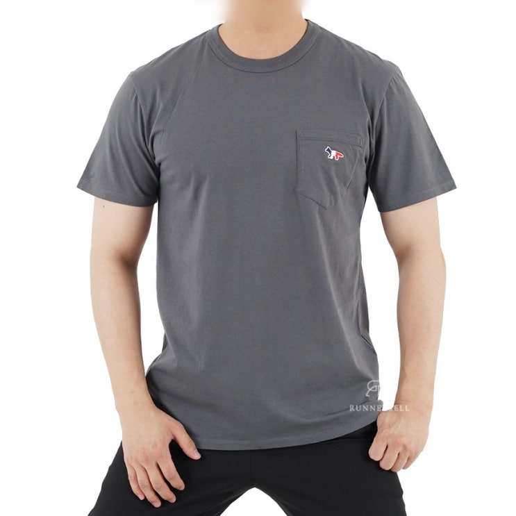   19FW 메종키츠네 폭스포켓 남성 반팔 그레이 티셔츠 DM00125KJ0008