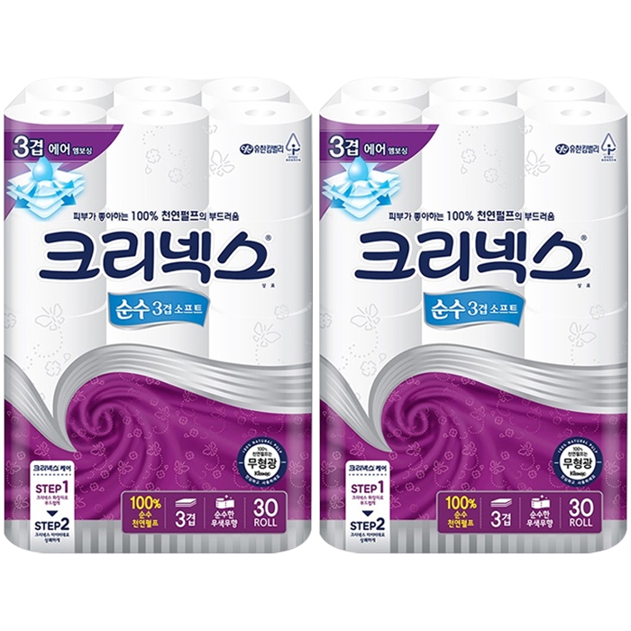 크리넥스 천연펄프 순수 3겹 소프트 롤화장지 27M, 30롤, 2팩 추천해요 크리넥스 천연펄프 순수 3겹 소프트 롤화장지 27M, 30롤, 2팩 추천해요