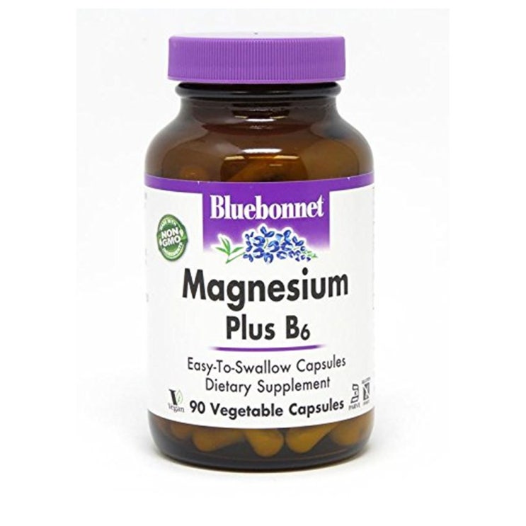   USA 블루보넷 마그네슘 플러스 비타민 B6 90정 BlueBonnet Magnesium Plus B6 Vegetarian Capsules F