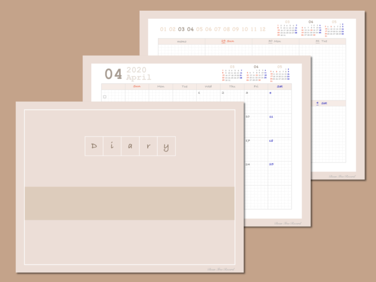 굿노트 4, 5 다이어리 속지 공유 - 2020년 4월(3가지 버전)