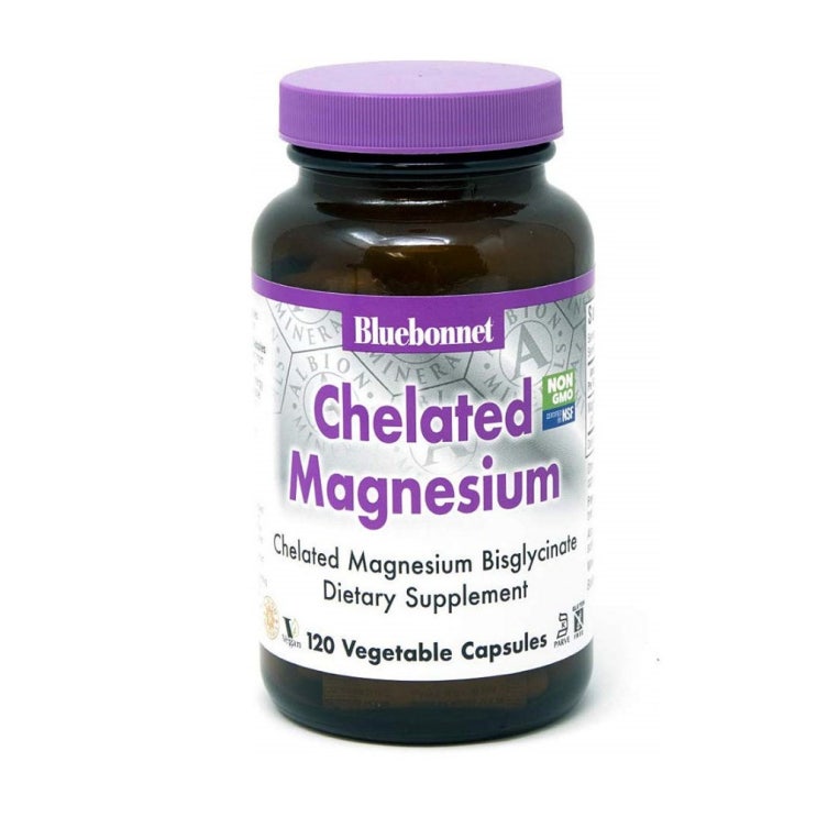   Bluebonnet Chelated Magnesium 블루보넷 킬레이트 마그네슘 200mg 베지캡슐 120정 1개