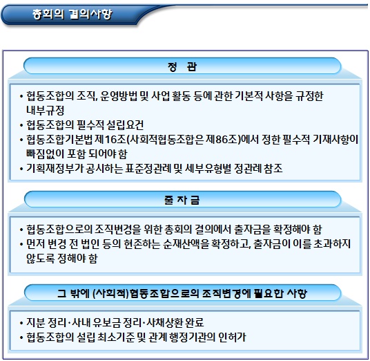 (사회적)협동조합 조직변경 요건 및 효과 (사회적)협동조합 조직변경 요건 및 효과