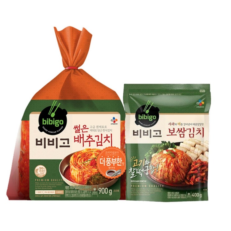  비비고 썰은배추김치더풍부한맛 900gx1개보쌈김치400gx1개 1세트