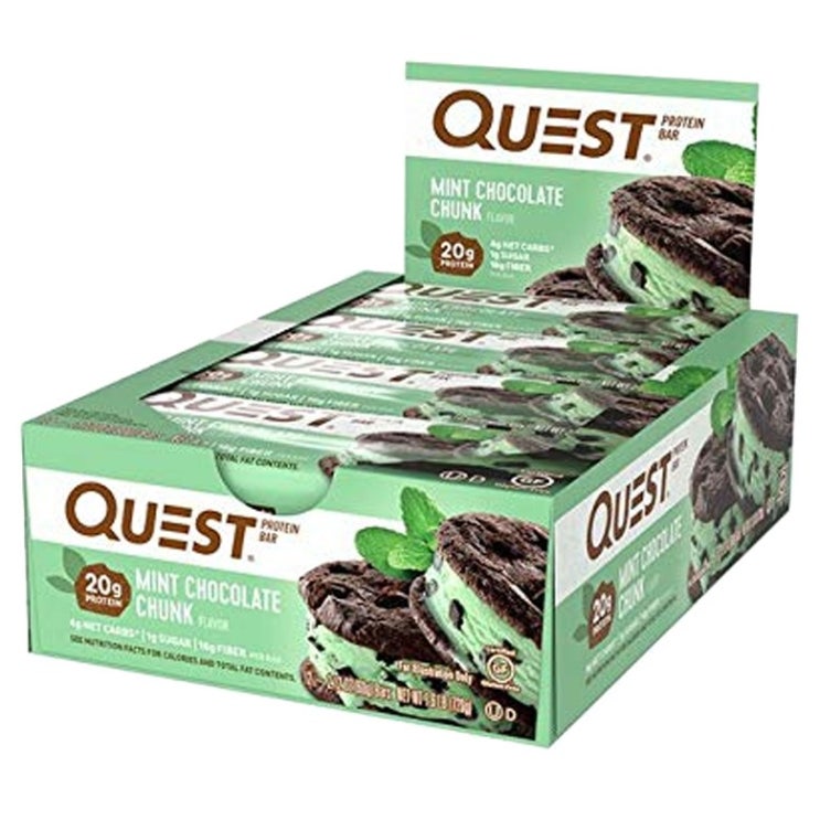  퀘스트뉴트리션 프로틴 바 12개입 민트 초콜릿 청크Mint Chocolate Chunk 720g