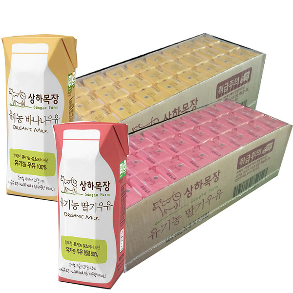 상하목장 유기농 우유 세트, 딸기우유 24개 + 바나나우유 24개, 1세트