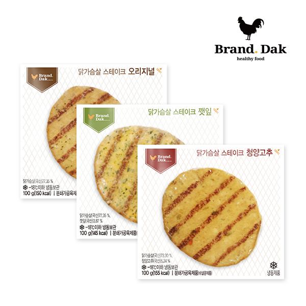 브랜드닭 닭가슴살 스테이크 오리지널5+깻잎5+청양고추5팩, 15팩, 100g 추천해요