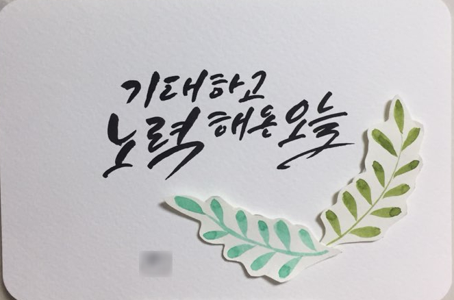  마흔아홉번째 캘리그라피 글씨체_기대하고 노련해온 오늘