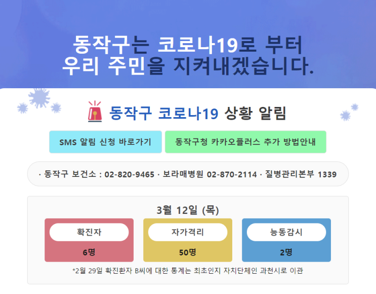  서울 동작구 6번 상도동 코로나19 확진자 발생, 역학조사 완료,이동동선 및 이동결로 발표(동작구청 홈페이지 참고)