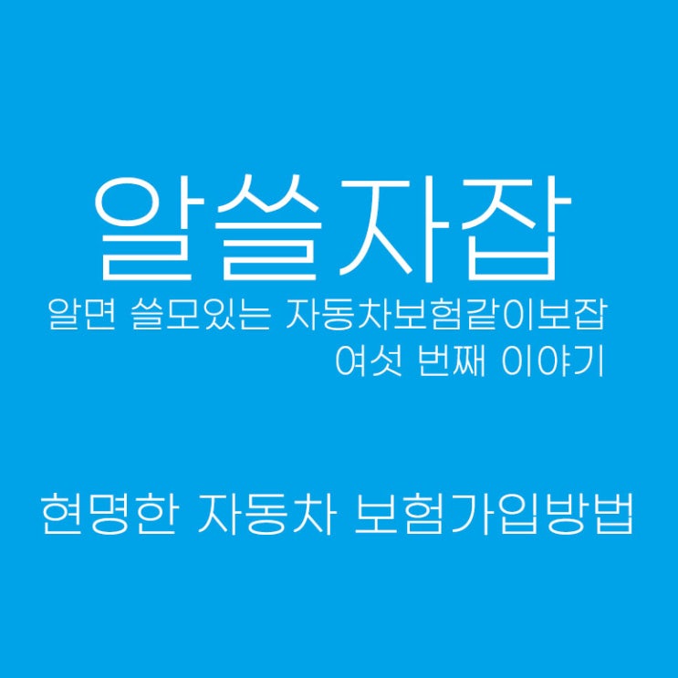  알쓸자잡 6. 현명한 자동차 보험 가입 방법