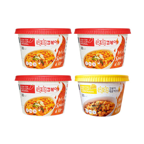 추억의국민학교떡볶이 국떡컵볶이 오리지날 163g x 3p  매콤까르보 145g 1세트
