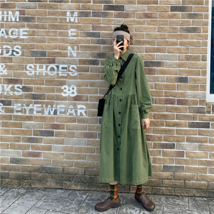  YX SHOP 겨울 여성 롱 원피스 오버핏 드레스 A00130
