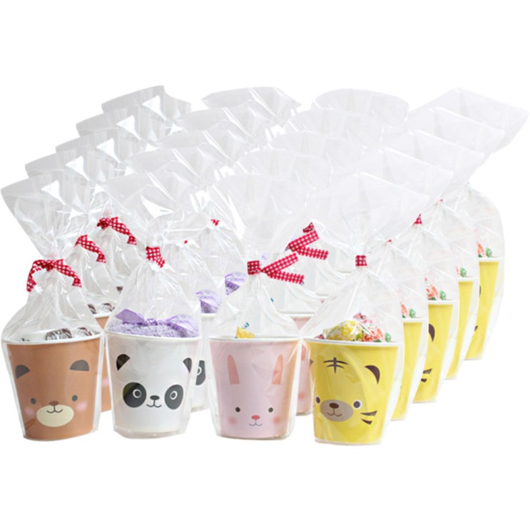  {합리적 가격} PH 애니멀 종이컵 20p  포장opp 20p  체크타이 20p 1세트 {착한가격}