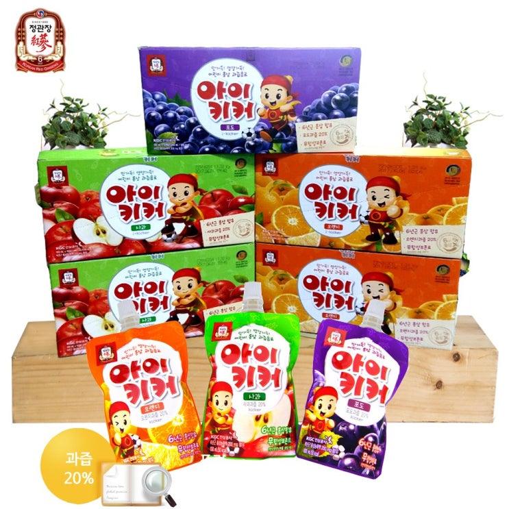  정관장 아이키커 50팩 어린이음료, (사과2+오렌지2+포도1) 50개, 1개