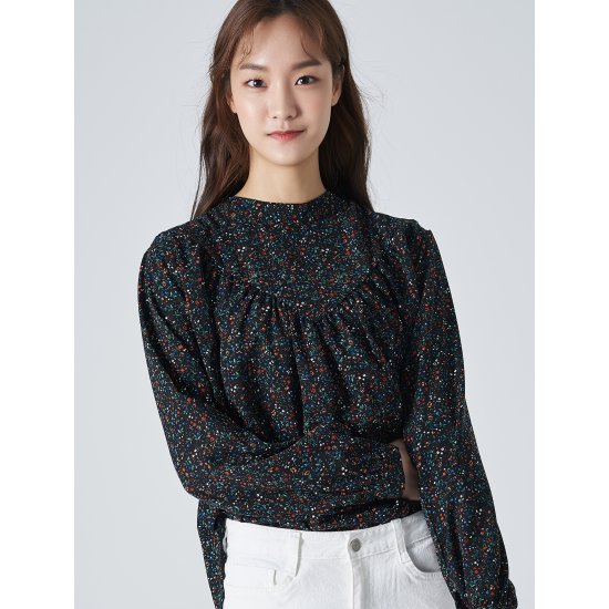  {합리적 가격} 에잇세컨즈 블랙 플로럴 하프넥 셔츠 {착한가격}