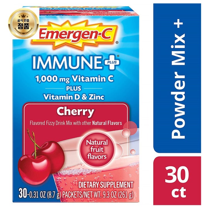  EmergenC 면역 비타민 C 1000mg 파우더 플러스 D와 아연 30 카운트 X 3세트 1개입 1개