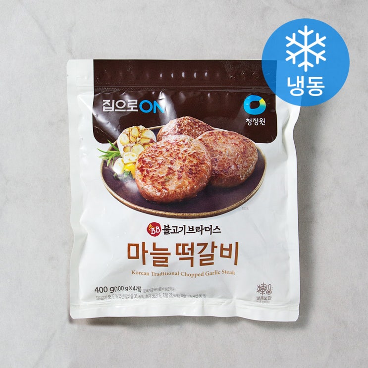 청정원 집으로 ON 불고기브라더스 마늘 떡갈비 (냉동), 400g, 1개
