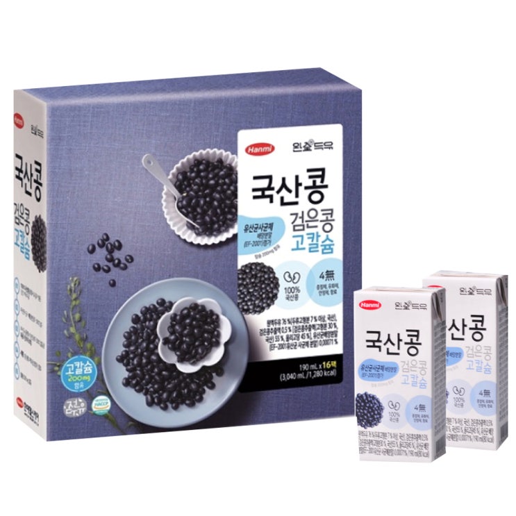  완전두유 국산콩 검은콩고칼슘 두유 190ml 16팩