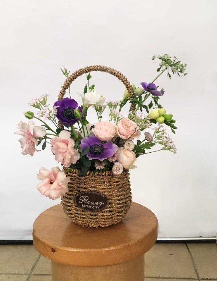 [서대신동 꽃집 빌데플레르] - 핑크, 퍼플톤 꽃바구니